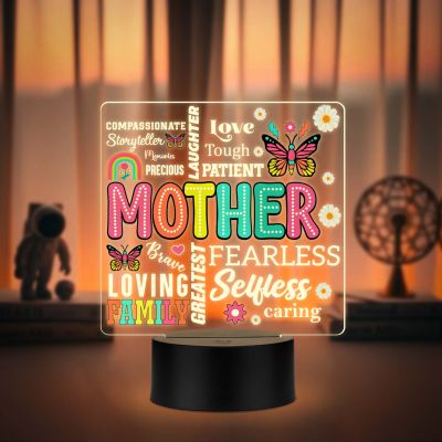 Inspirational Quote UV Print LED Lamp for Mom   Warm White Acrylic Night Light